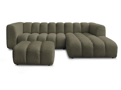 Bobochic, Ecksofa mit Hocker BOBOCHIC TALIA Boucle-Stoff grün