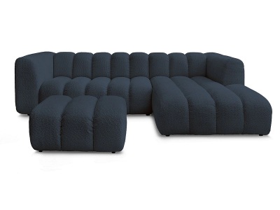 Bobochic, Ecksofa mit Hocker BOBOCHIC TALIA Boucle-Stoff dunkelblau