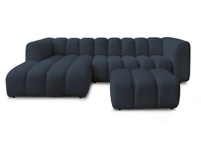 Bobochic, Ecksofa mit Hocker BOBOCHIC TALIA Boucle-Stoff dunkelblau