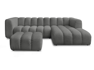 Bobochic, Ecksofa mit Hocker BOBOCHIC TALIA Boucle-Stoff dunkelgrau
