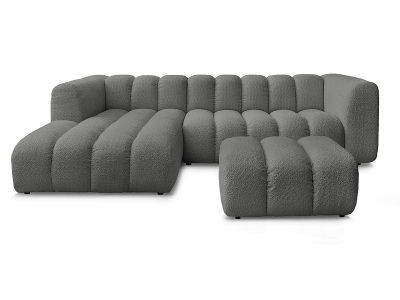Bobochic, Ecksofa mit Hocker BOBOCHIC TALIA Boucle-Stoff dunkelgrau