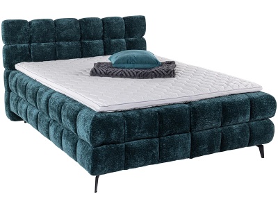 undefined, Boxspringbett BUBBLE dunkelgrün 140x200cm halbfest