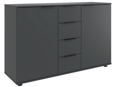 undefined, Kommode MIDNIGHT 2 Türen 4 Schubladen 130x41x83cm grafit, Kommode MIDNIGHT 2 Türen 4 Schubladen 41x130x83cm grafit