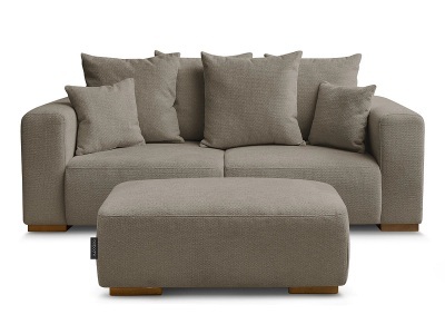 Bobochic, 2er Sofa mit Hocker BOBOCHIC SIDONIE Stoff chiniert taupe, 2er Sofa mit Hocker BOBOCHIC SIDONIE Stoff chiniert taupe
