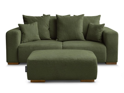 Bobochic, 2er Sofa mit Hocker BOBOCHIC SIDONIE Stoff chiniert grün, 2er Sofa mit Hocker BOBOCHIC SIDONIE Stoff chiniert grün