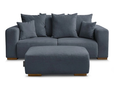 Bobochic, 2er Sofa mit Hocker BOBOCHIC SIDONIE Stoff chiniert dunkelblau, 2er Sofa mit Hocker BOBOCHIC SIDONIE Stoff chiniert dunkelblau