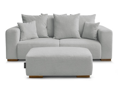 Bobochic, 2er Sofa mit Hocker BOBOCHIC SIDONIE Stoff chiniert hellgrau