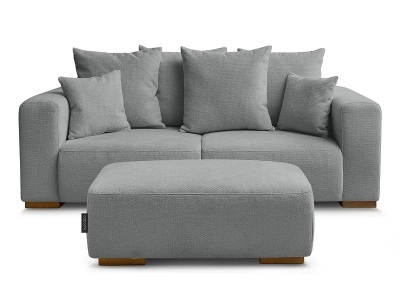 Bobochic, 2er Sofa mit Hocker BOBOCHIC SIDONIE Stoff chiniert dunkelgrau, 2er Sofa mit Hocker BOBOCHIC SIDONIE Stoff chiniert dunkelgrau