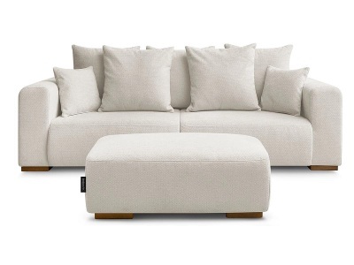 Bobochic, 3er Sofa mit Hocker BOBOCHIC SIDONIE Stoff chiniert beige, 3er Sofa mit Hocker BOBOCHIC SIDONIE Stoff chiniert beige