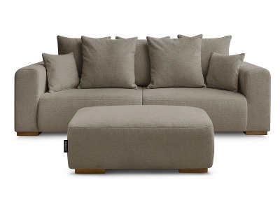 Bobochic, 3er Sofa mit Hocker BOBOCHIC SIDONIE Stoff chiniert taupe, 3er Sofa mit Hocker BOBOCHIC SIDONIE Stoff chiniert taupe