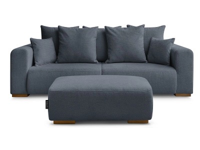 Bobochic, 3er Sofa mit Hocker BOBOCHIC SIDONIE Stoff chiniert dunkelblau, 3er Sofa mit Hocker BOBOCHIC SIDONIE Stoff chiniert dunkelblau