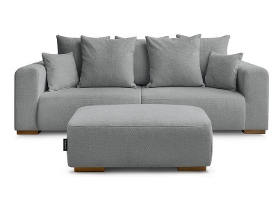 Bobochic, 3er Sofa mit Hocker BOBOCHIC SIDONIE Stoff chiniert dunkelgrau