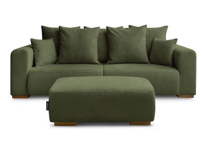 Bobochic, 3er Sofa mit Hocker BOBOCHIC SIDONIE Stoff chiniert grün, 3er Sofa mit Hocker BOBOCHIC SIDONIE Stoff chiniert grün