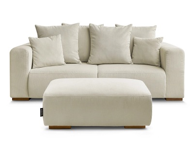 Bobochic, 2er Sofa mit Hocker BOBOCHIC SIDONIE Cord-Stoff beige, 2er Sofa mit Hocker BOBOCHIC SIDONIE Cord-Stoff beige