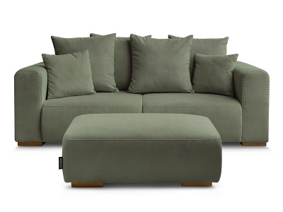 Bobochic, 2er Sofa mit Hocker BOBOCHIC SIDONIE Cord-Stoff grün, 2er Sofa mit Hocker BOBOCHIC SIDONIE Cord-Stoff grün