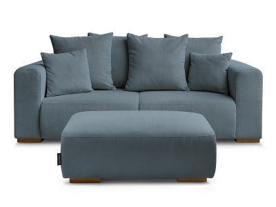 Bobochic, 2er Sofa mit Hocker BOBOCHIC SIDONIE Cord-Stoff dunkelblau, 2er Sofa mit Hocker BOBOCHIC SIDONIE Cord-Stoff dunkelblau