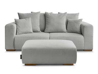 Bobochic, 2er Sofa mit Hocker BOBOCHIC SIDONIE Cord-Stoff hellgrau, 2er Sofa mit Hocker BOBOCHIC SIDONIE Cord-Stoff hellgrau