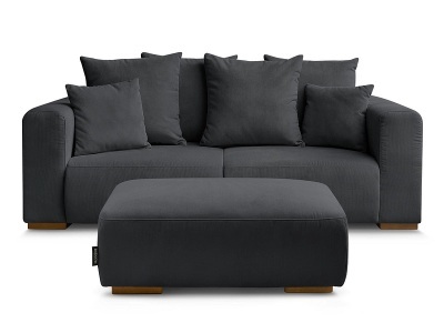 Bobochic, 2er Sofa mit Hocker BOBOCHIC SIDONIE Cord-Stoff schwarz, 2er Sofa mit Hocker BOBOCHIC SIDONIE Cord-Stoff schwarz