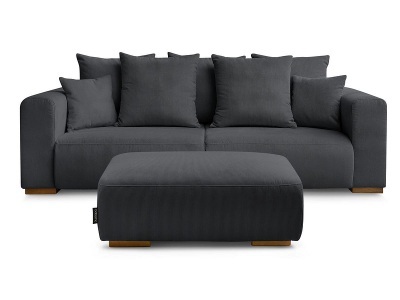 Bobochic, 3er Sofa mit Hocker BOBOCHIC SIDONIE Cord-Stoff schwarz, 3er Sofa mit Hocker BOBOCHIC SIDONIE Cord-Stoff schwarz
