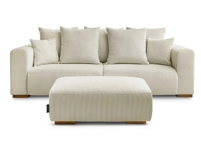 Bobochic, 3er Sofa mit Hocker BOBOCHIC SIDONIE Cord-Stoff beige, 3er Sofa mit Hocker BOBOCHIC SIDONIE Cord-Stoff beige