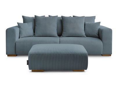 Bobochic, 3er Sofa mit Hocker BOBOCHIC SIDONIE Cord-Stoff dunkelblau, 3er Sofa mit Hocker BOBOCHIC SIDONIE Cord-Stoff dunkelblau