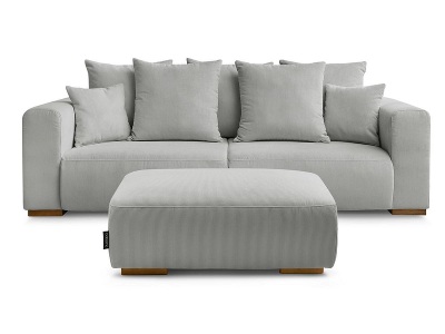 Bobochic, 3er Sofa mit Hocker BOBOCHIC SIDONIE Cord-Stoff hellgrau, 3er Sofa mit Hocker BOBOCHIC SIDONIE Cord-Stoff hellgrau