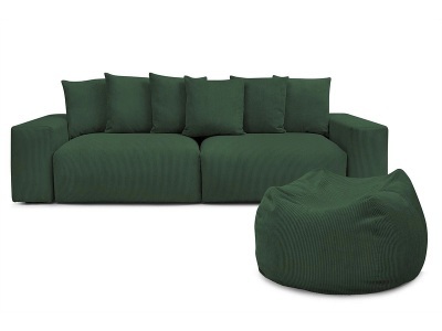 Bobochic, Sofa mit Hocker BOBOCHIC VOLTAIRE Cord-Stoff grün
