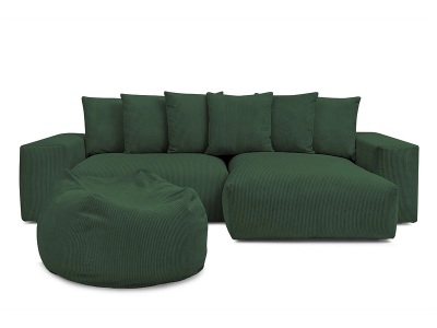 Bobochic, Ecksofa mit Hocker BOBOCHIC VOLTAIRE Cord-Stoff grün