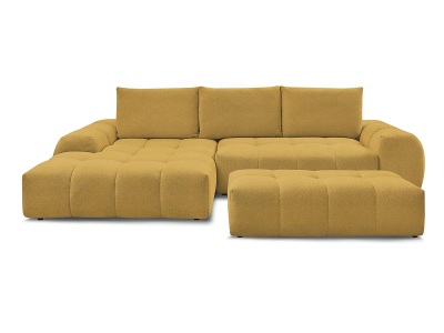 Bobochic, Ecksofa mit Hocker BOBOCHIC EVEREST Stoff chiniert gelb