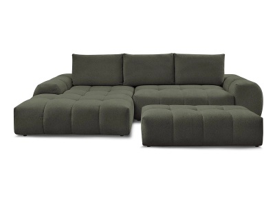 Bobochic, Ecksofa mit Hocker BOBOCHIC EVEREST Stoff chiniert grün