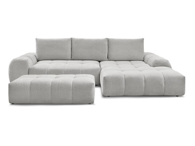 Bobochic, Ecksofa mit Hocker BOBOCHIC EVEREST Stoff chiniert hellgrau