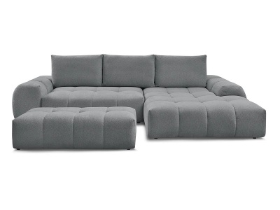 Bobochic, Ecksofa mit Hocker BOBOCHIC EVEREST Stoff chiniert dunkelgrau