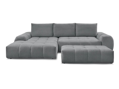 Bobochic, Ecksofa mit Hocker BOBOCHIC EVEREST Stoff chiniert dunkelgrau