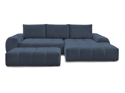 Bobochic, Ecksofa mit Hocker BOBOCHIC EVEREST Stoff chiniert dunkelblau
