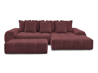 Bobochic, Ecksofa mit Hocker BOBOCHIC EVEREST Stoff chiniert rot
