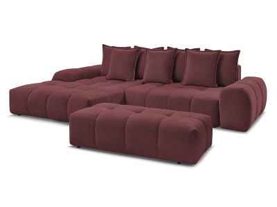 Bobochic, Ecksofa mit Hocker BOBOCHIC EVEREST Stoff chiniert rot