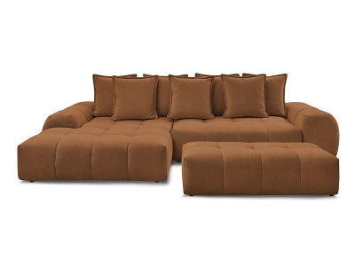 Bobochic, Ecksofa mit Hocker BOBOCHIC EVEREST Stoff chiniert orange