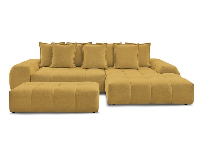 Bobochic, Ecksofa mit Hocker BOBOCHIC EVEREST Stoff chiniert gelb