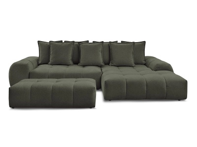 Bobochic, Ecksofa mit Hocker BOBOCHIC EVEREST Stoff chiniert grün
