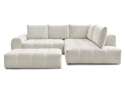 Bobochic, Ecksofa mit Hocker BOBOCHIC EVEREST Stoff chiniert weiss