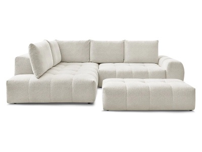 Bobochic, Ecksofa mit Hocker BOBOCHIC EVEREST Stoff chiniert weiss
