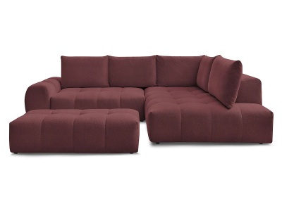 Bobochic, Ecksofa mit Hocker BOBOCHIC EVEREST Stoff chiniert rot