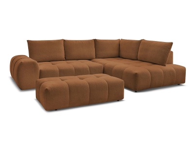 Bobochic, Ecksofa mit Hocker BOBOCHIC EVEREST Stoff chiniert orange