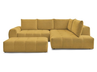 Bobochic, Ecksofa mit Hocker BOBOCHIC EVEREST Stoff chiniert gelb