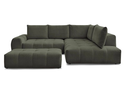Bobochic, Ecksofa mit Hocker BOBOCHIC EVEREST Stoff chiniert grün