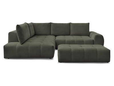 Bobochic, Ecksofa mit Hocker BOBOCHIC EVEREST Stoff chiniert grün