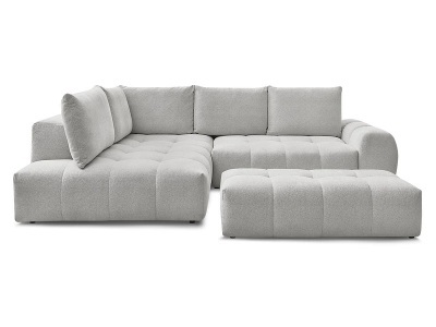 Bobochic, Ecksofa mit Hocker BOBOCHIC EVEREST Stoff chiniert hellgrau