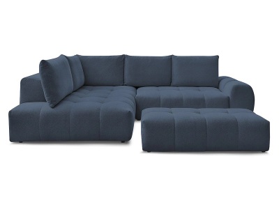 Bobochic, Ecksofa mit Hocker BOBOCHIC EVEREST Stoff chiniert dunkelblau