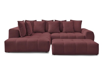 Bobochic, Ecksofa mit Hocker BOBOCHIC EVEREST Stoff chiniert rot