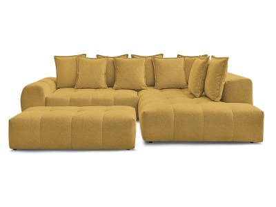 Bobochic, Ecksofa mit Hocker BOBOCHIC EVEREST Stoff chiniert gelb